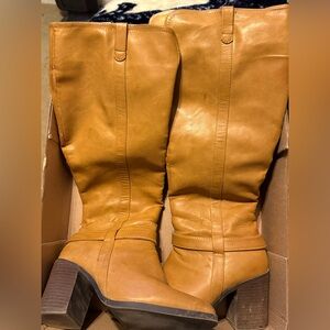 Tan Leather Knee-High Boots